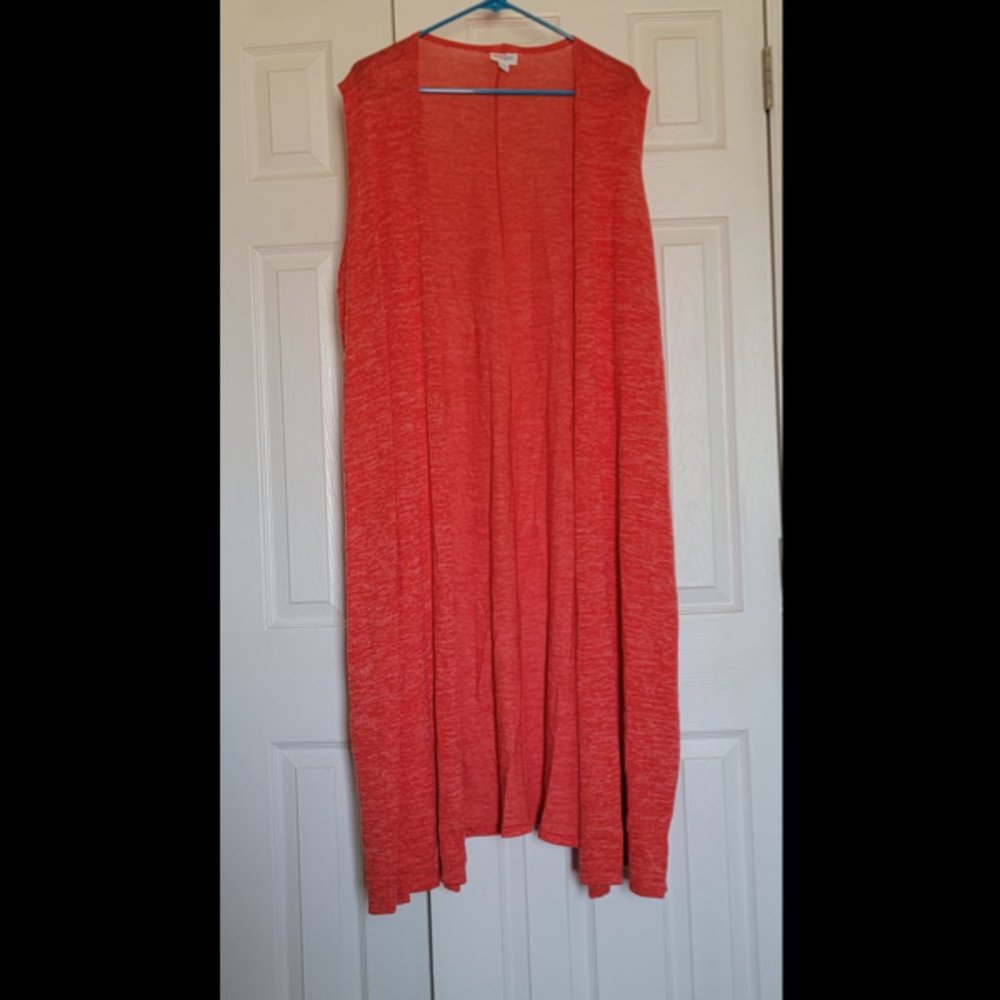 LulaRoe XL Joy Vest (Duster like) - Marbled Red